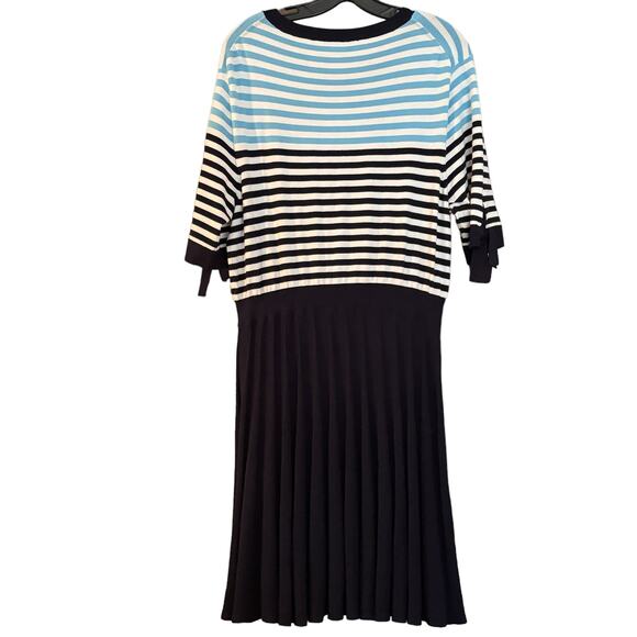 Draper James Sailer stripe Knit Pleated Dress Blue Shortsleeve A-line - Picture 7 of 12